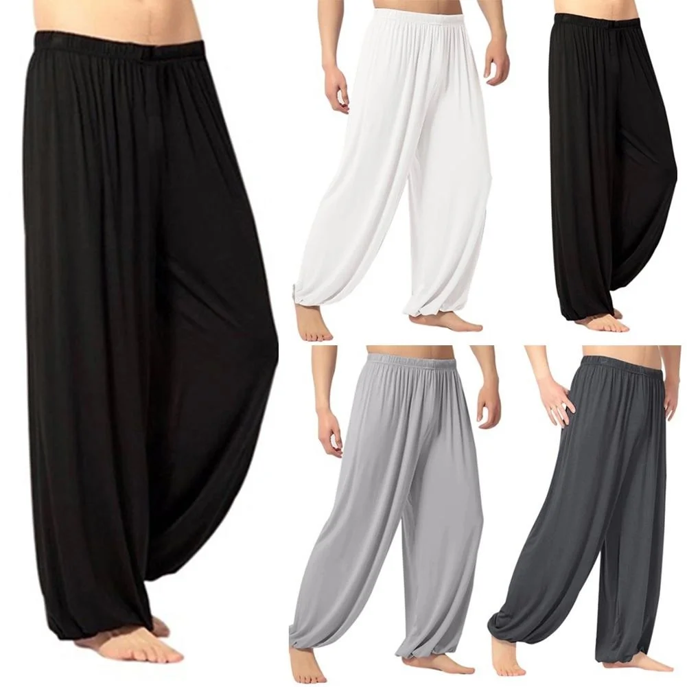 Yoga Pants Men\'s Casual Solid Color Baggy Trousers Belly Dance Yoga Harem Pants Slacks sweatpants Trendy Loose Dance Clothing
