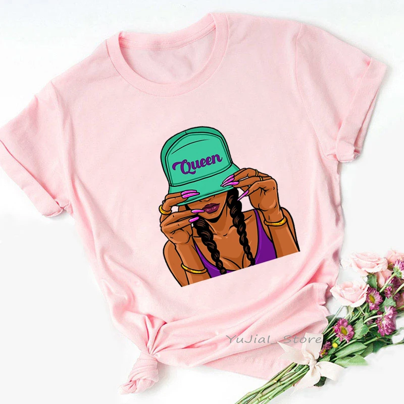 

Black Melanin Queen Dope Graphic Print Tshirts Women Cool Africa Black Girl Magic T Shirt Femme Harajuku Kawaii T-Shirt Female