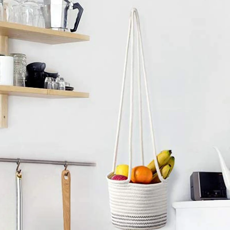 

2 Pack Hanging Planter Baskets Cotton Rope Woven Macrame Indoor Plant Hangers Flower Plant Pots 8X6Inch