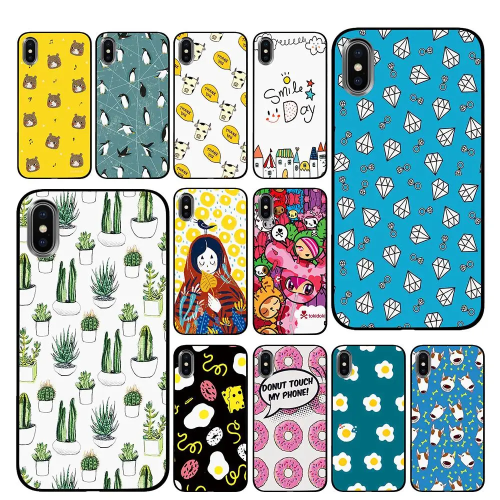 Симпатичные kawaii корова черный ТПУ для iPhone 5 5S SE 6 6s 7 8 Plus X XS Max XR телефонные