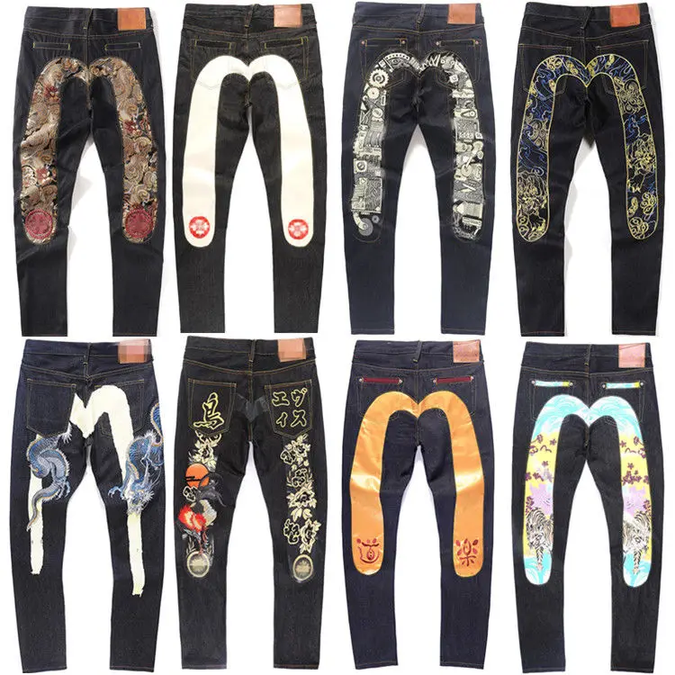 Новинка года; модные повседневные мужские Джинсы Evisu наивысшего качества в стиле хип-хоп с вышивкой; Аутентичные Мужские дышащие прямые брюки