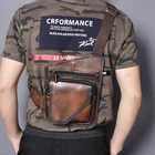 Сумка-слинг унисекс из натуральной кожи, кофейного цвета, треугольная, на одно плечо, B214