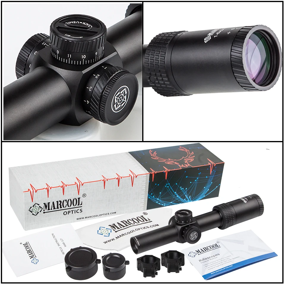 MARCOOL оптика 1-6X24 ИК-прицелы для охоты компактный стеклянный Выгравированный рептилий замок сброс тактический оптический прицел
