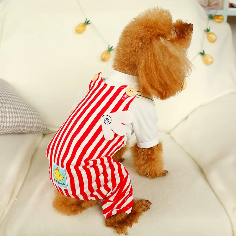 Комбинезон для домашних питомцев в красную полоску|Комбинезоны и ромперы| |