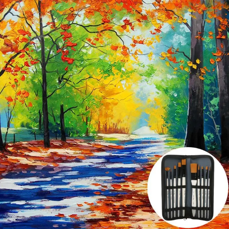 

10Pcs Nylon Hair Art Painting Brushes Set Acrylic Oil Watercolor Artists Paint Brush Set Drawing Supplies QX2B