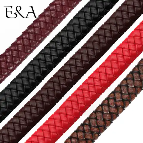 Плетеный плоский кожаный шнур, 12 х6 мм, для самостоятельного изготовления браслетов, ювелирных изделий