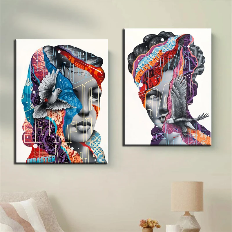 Абстрактный граффити искусство холст живопись фигурка Настенная картина для