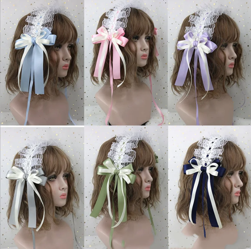 

Lolita sweet daily hair band Lolita headband Japanese soft sister lace hairpin cute bowknot kc headdress cosplay Lolita loli