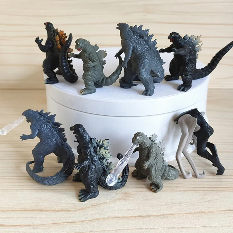 

Bandai Anime Model Godzilla King Kong Hand-made A Pack of 8 Godzilla 5cm Toy Doll Soft Rubber Gorilla Doll Boy PVC Action Figure