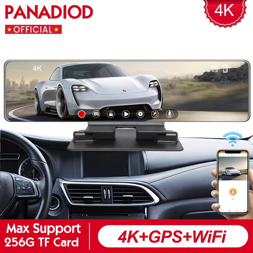 Новый Автомобильный видеорегистратор 4K с GPS Wi Fi зеркало заднего вида 12 дюймов 2160P