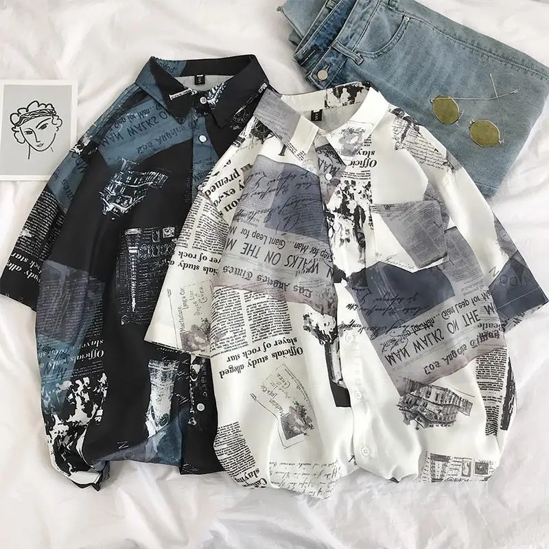 

Handsome boy shirt trendy red man short sleeve shirt Korean style trendy handsome clothes