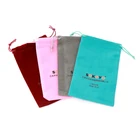 Пустые 100 шт розовые бархатные мешочки на шнурке Подарочная сумка для ювелирных изделий 9x12 см (3,5 