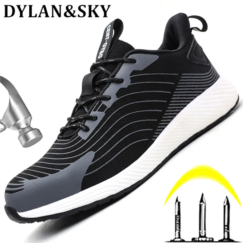 

Модные рабочие кроссовки, защитная обувь для мужчин со стальным носком, ботинки, непробиваемые защитные рабочие ботинки, неразрушаемая обу...