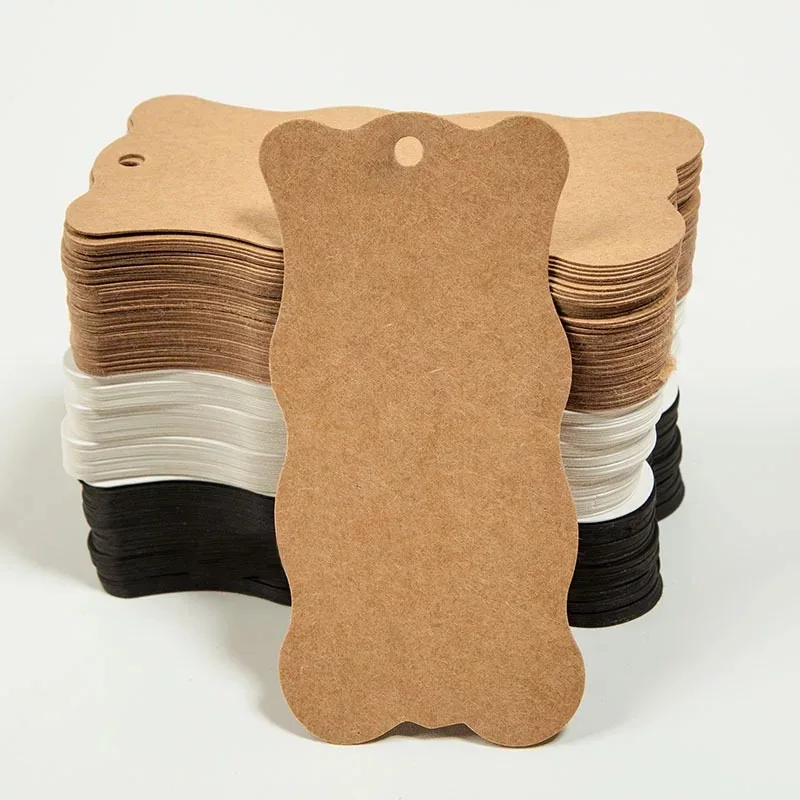 White Black Brown Kraft Paper Tags Label Luggage Wedding Note Blank Price Hang Tag Card 5x10cm 100pcs/lot | Дом и сад