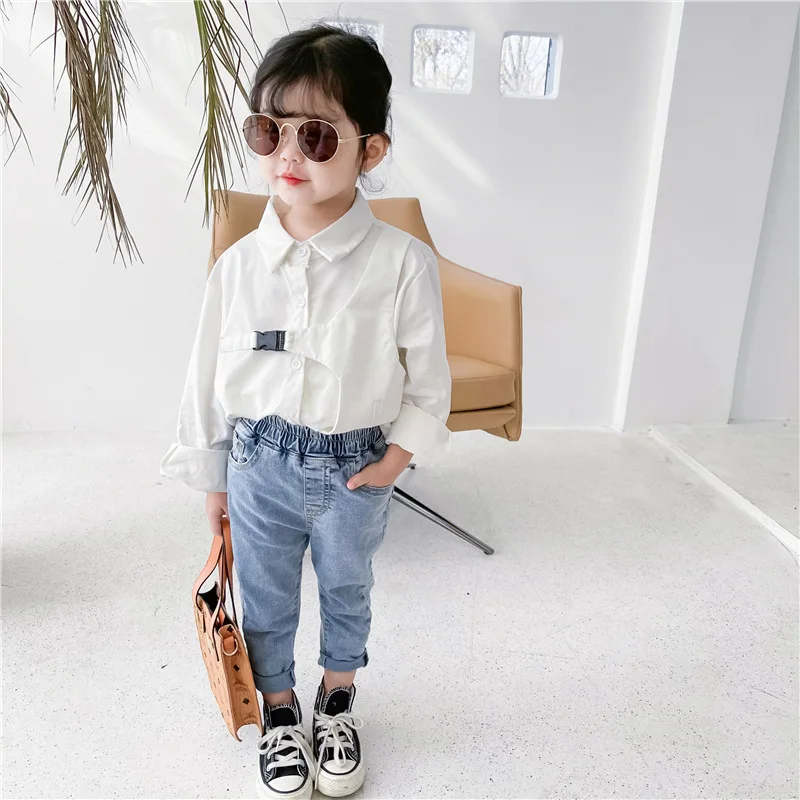 

Long Style Children Clothes Spring Summer Girls Cotton Blouses Shirts Kids Teenagers Outwear Breathable High Quality