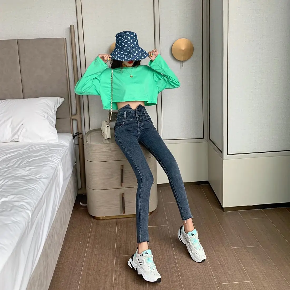 Vetevidi Womens Denim Skinny Stretch Sexy Pants Soft Tights Leggings woman Jeans Tight Nine Points Feet | Женская одежда
