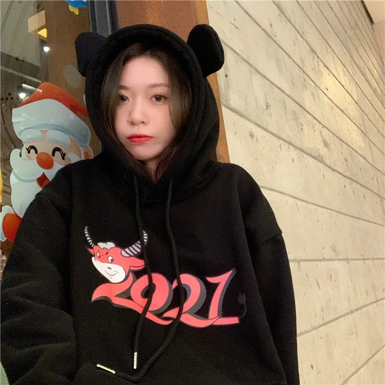 

Новый бархатный утепленный Свитшот XZ3022 2021 года, красного цвета, новогодний пуловер для рождества, свитшоты