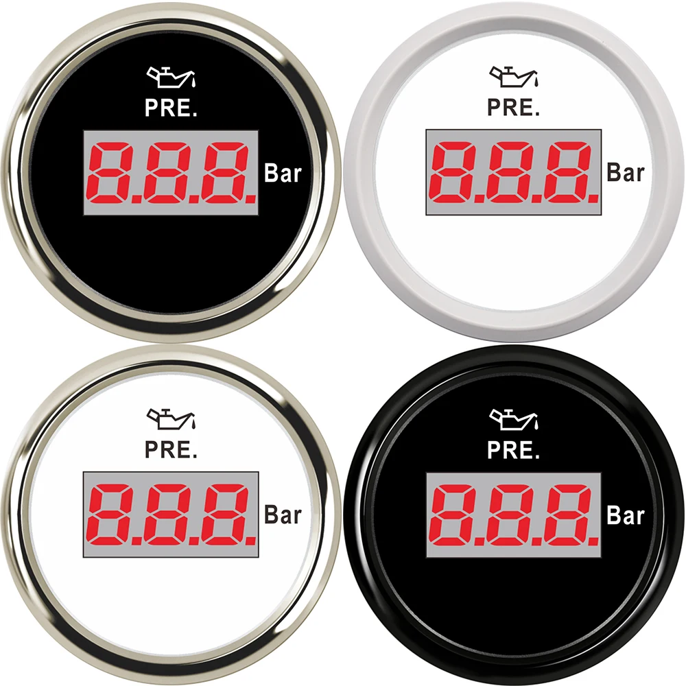 52 мм цифровой датчик давления масла автомобильный лодочный счетчик 0-5/0-10 бар с