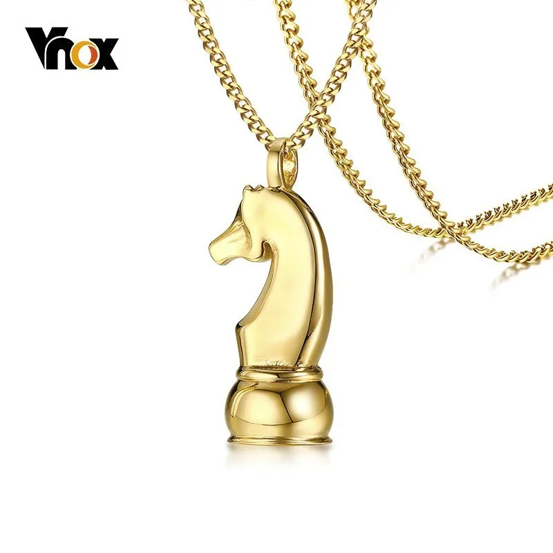 Vnox золотой тон международный шахматный кулон для женщин и мужчин ручная