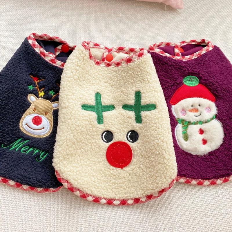 Рождественский плюшевый жилет одежда для собак Осенний Бишон теплая праздничная