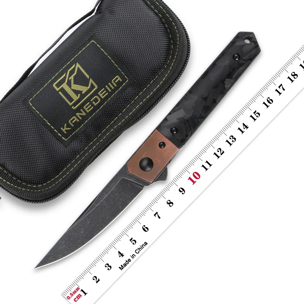 Kanedeiia мини Kwaiken Flipper нож N690 лезвие титановая медь/мрамор CF Ручка Кемпинг Охота