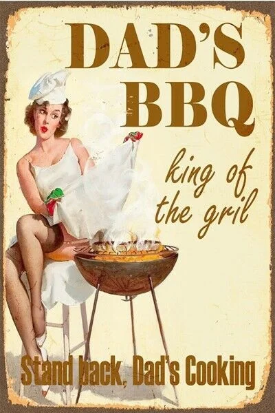 

Dad's BBQ Stand Back Cooking Metal Tin Signs Poster Pub Bar Art Wall Hanging
