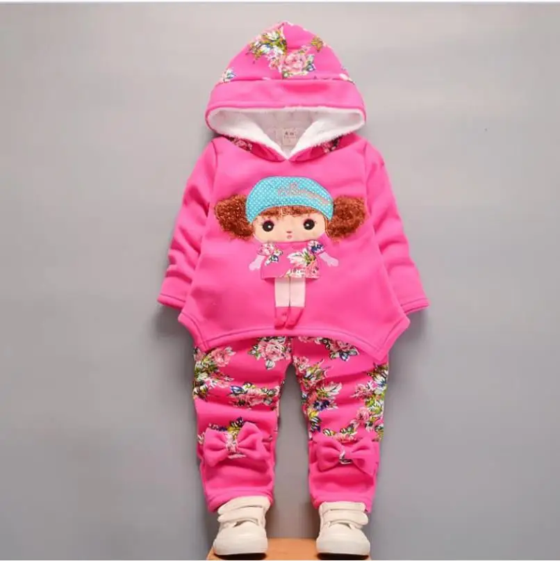 2021 Promotion New Cartoon Children Clothing Winter Clothes Hoodies+pants Outfit Kids Velvet Warm Plus Thick Suit For Sets 1-4y | Детская
