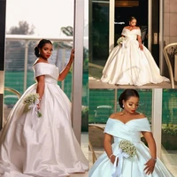elegant plus size ball gown wedding dresses sexy off shoulder white satin saudi arabian bridal 2021