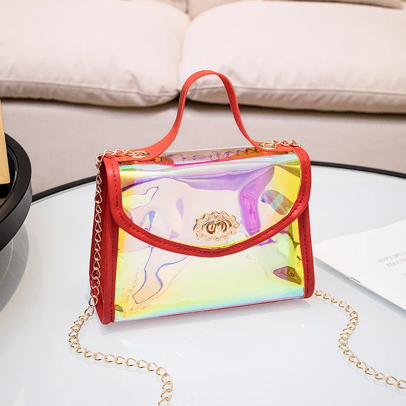 

Дешевая женская сумка, Новинка лета 2021, модная прозрачная женская сумка, сумка-мессенджер, сумка-желе на цепочке, лазерная мини-сумка, женска...