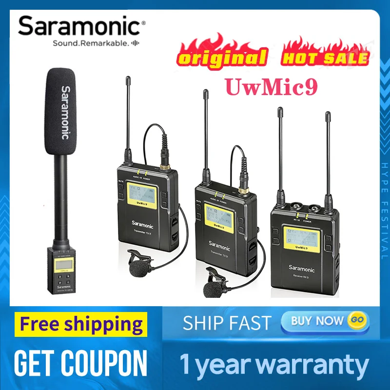 Беспроводная петличная микрофонная камера Saramonic UWMIC9 Трансмиттеры + один приемник