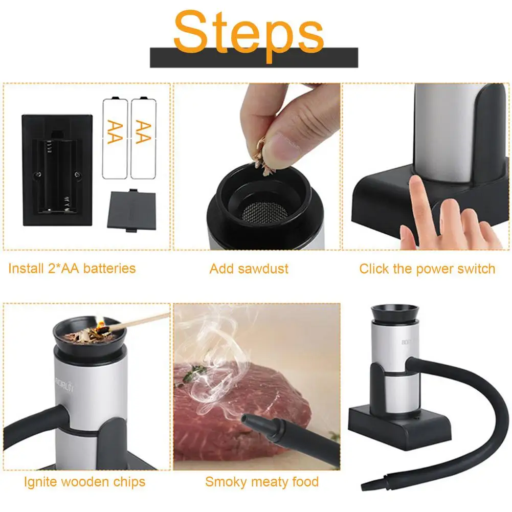 Hand-Held Smoker Kitchen Tool Smoking Machine Cocktail Steak Smoke Sawdust Generator Restaurant Barbecue Molecular Cooking 2021 | Дом и сад