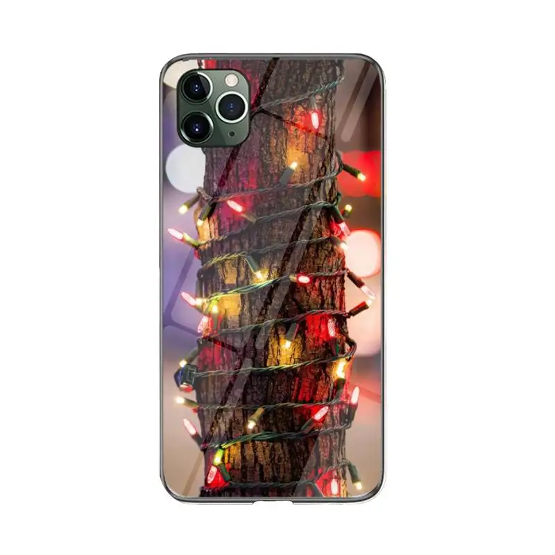 

FHNBLJ Christmas LED Lights Phone Case For iPhone 12 mini 12 PRO Max 11 pro XS MAX 8 7 6 6S Plus X XR cover