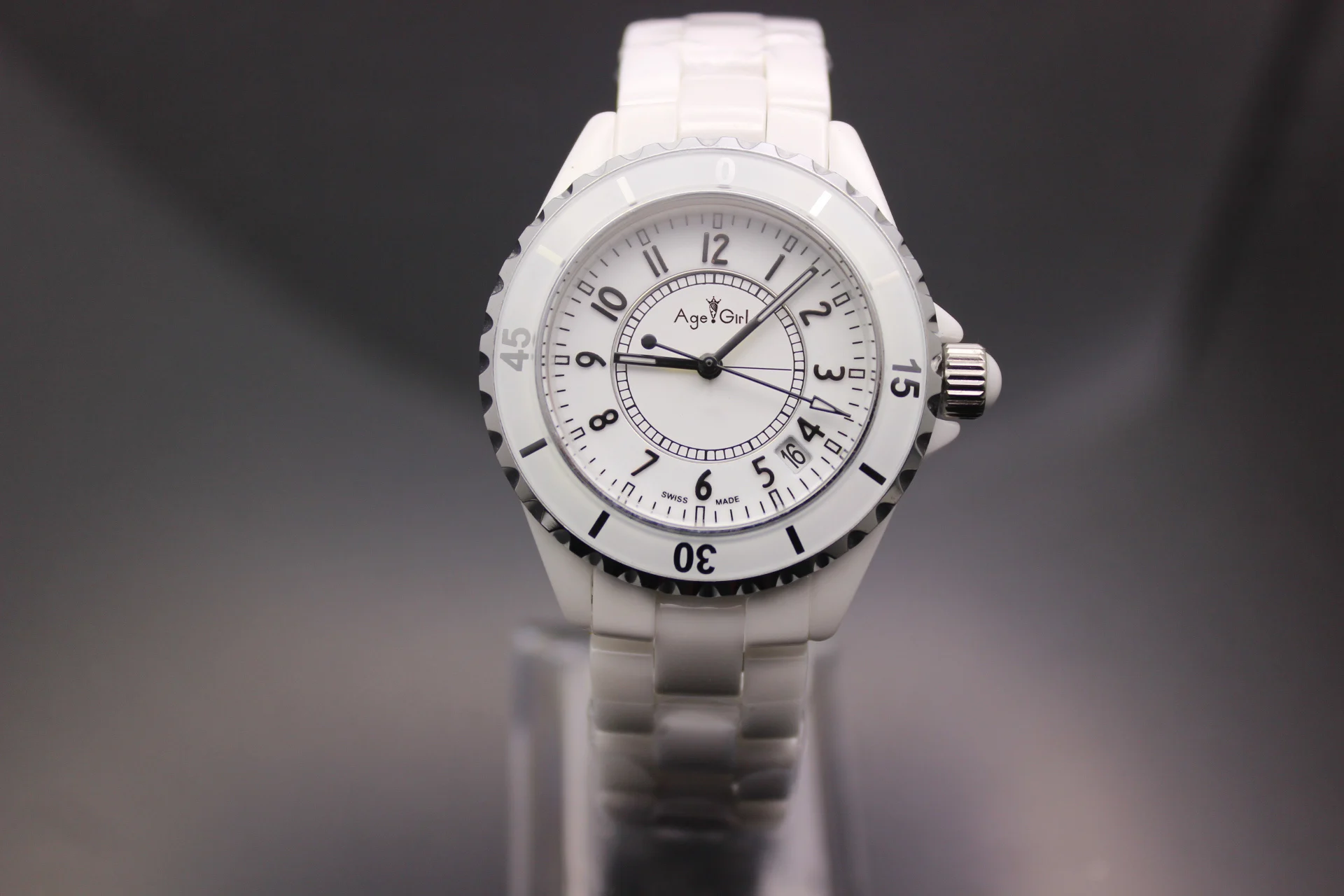 

New Mens Or Womens Black / White Ceramic Watch Dress Quartz Rhinestone ClassicCeramic Watches