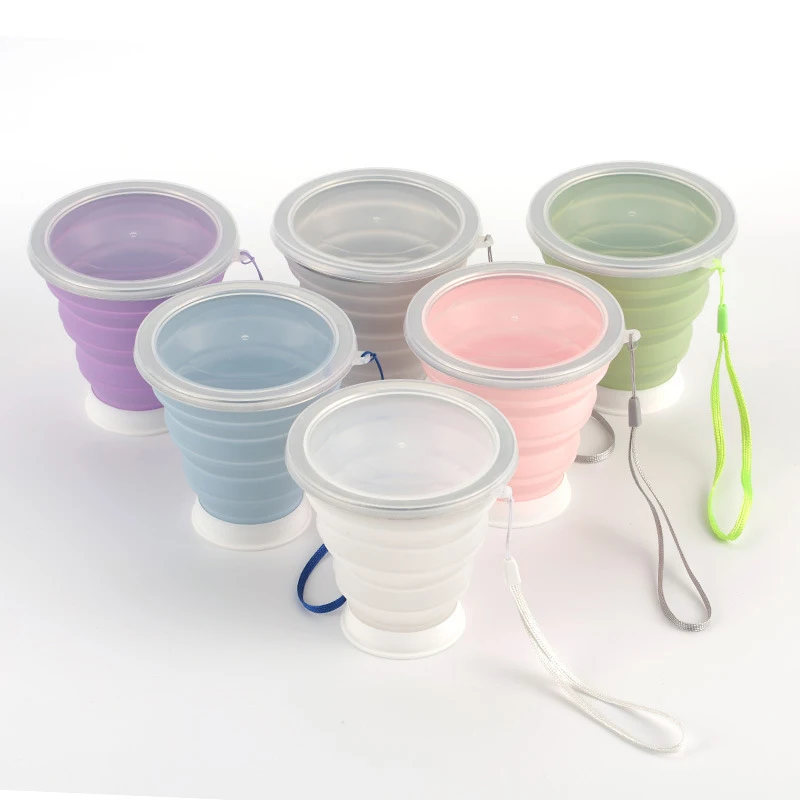 

1 Piece 320ML Silicone Travel Cup Collapsible Coffee Cups Candy Color Folding Tea Cup With Dustproof Cover Outdoor Sports Copos