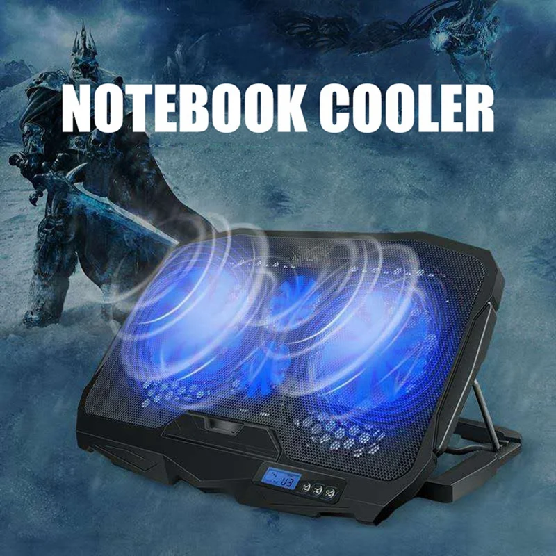 

HOT-15.6-Inch Laptop Cooling Pad Radiator-Ultra-Thin Portable USB Power Supply (4 Fans), Black/Blue