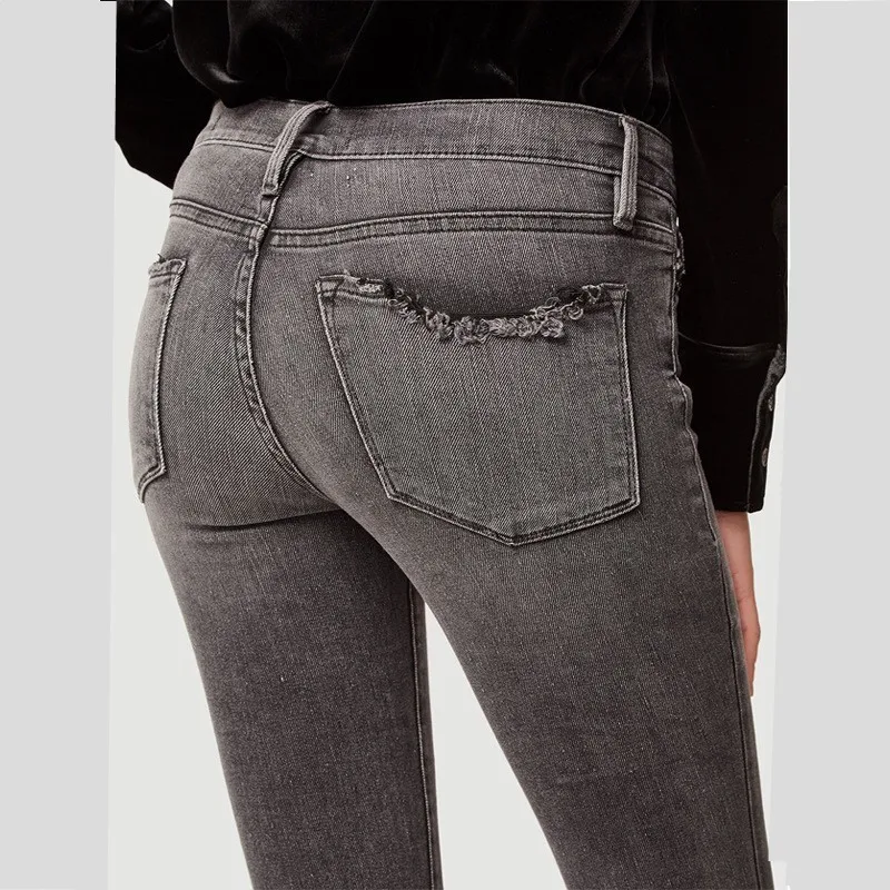 Весенняя новинка Брендовые женские эластичные джинсовые узкие брюки высокая