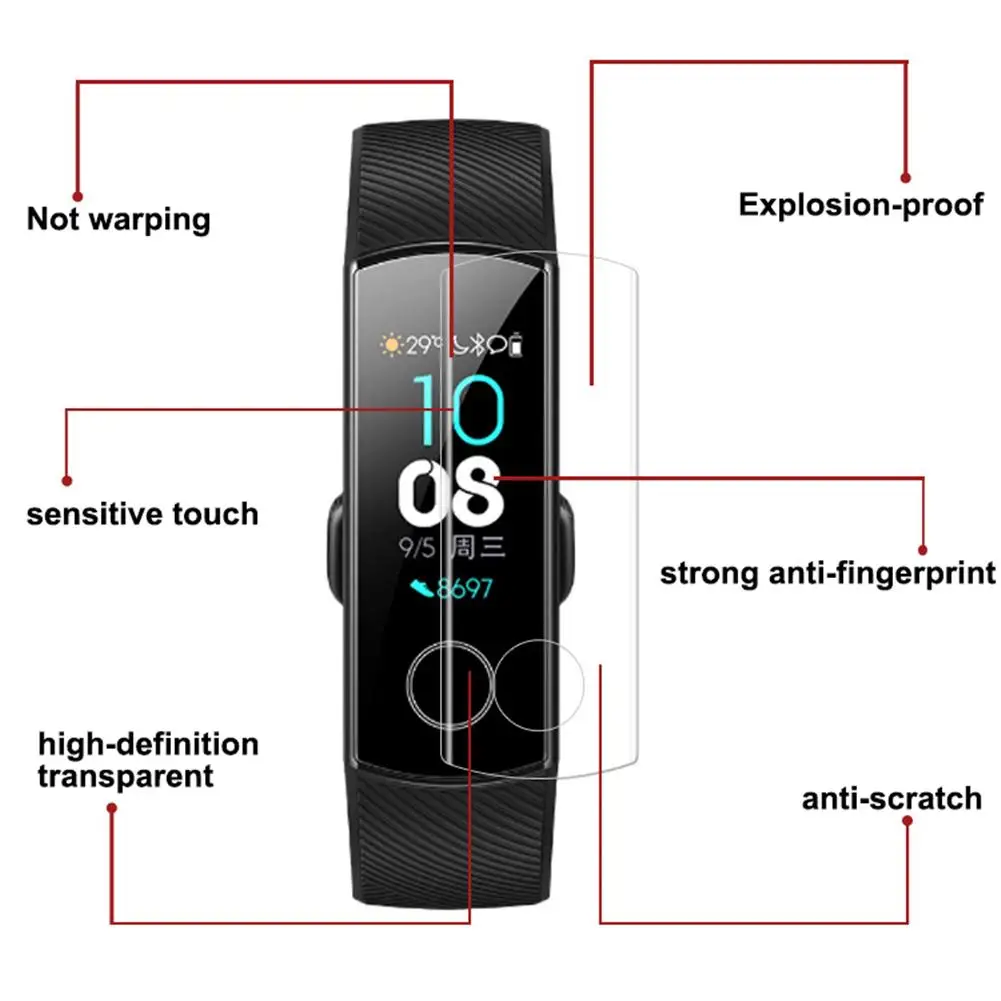 Scratch-proof Anti-drop Explosion-proof Wristband Bracelet Full Cover Glass Screen Protector Film For Huawei Honor Band 5 /4 | Электроника