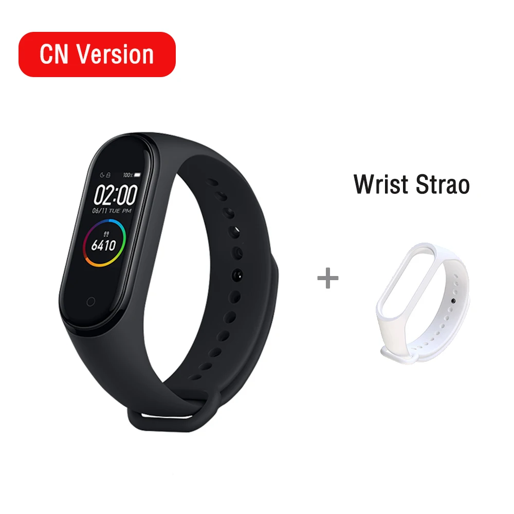 Xiaomi mi Band 4 Smart mi band 3 Цвета экран браслет пульсометр фитнес музыка Bluetooth 50 м водонепроницаемый бандаж 4 - Цвет: with wrist strao6