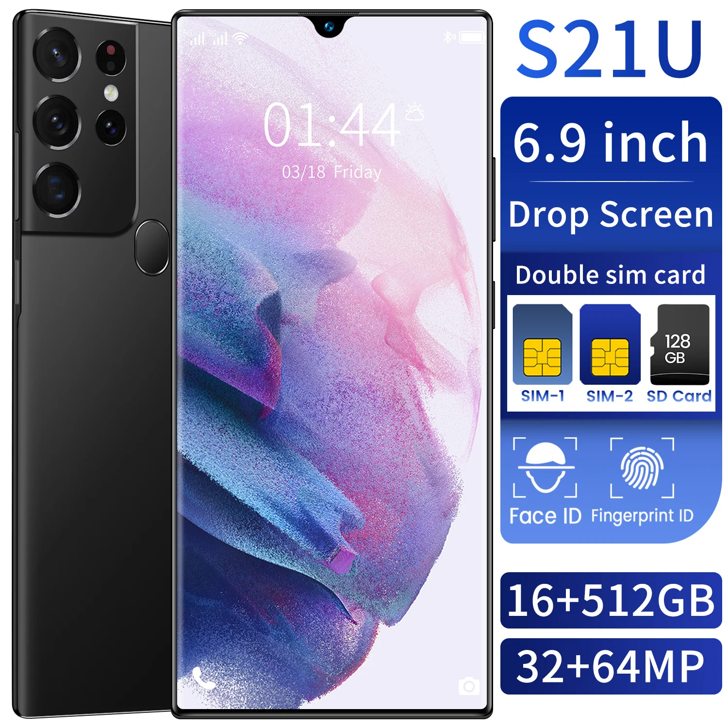 2021 new 5g ultra thin true fingerprint unlock smartphone 12512gb for samsung galaxy s21 ultra mobile phone huawei cellphone free global shipping
