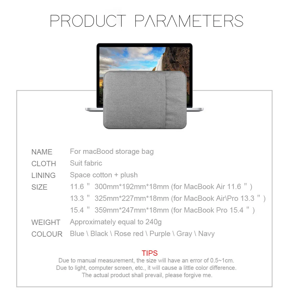Водонепроницаемая сумка для ноутбука 11, 12, 13, 15 дюймов, чехол для MacBook Air Pro,, Mac Book, чехол для компьютера из ткани, чехол, аксессуары