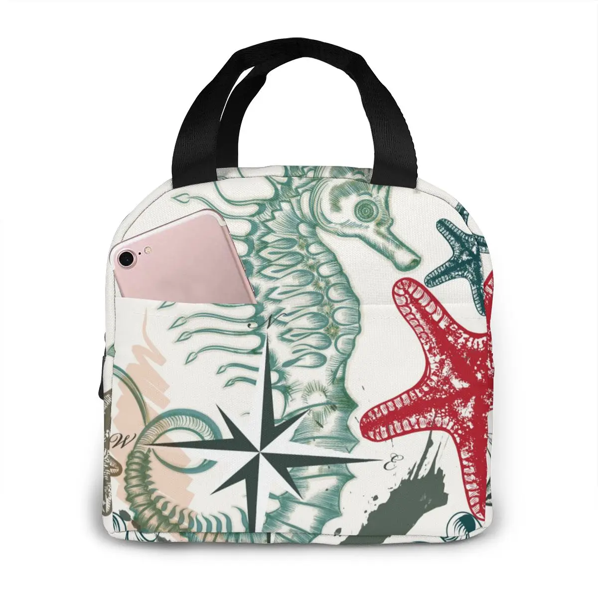 

Seahorse Sea Theme Cooler Lunch Box Portable Insulated Lunch Bag Thermal Food Picnic Lunch Bags