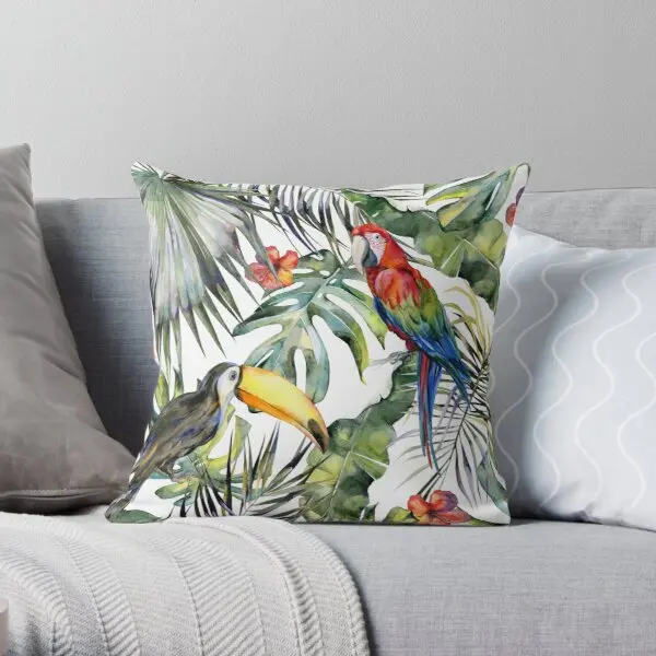 Наволочка для подушки с принтом тропических джунглей Полиэстеровая персиковая