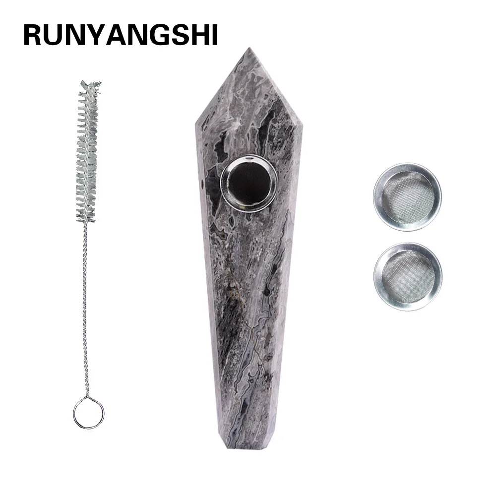 

Runyangshi 1 шт. Natutal rose кварцевая Хрустальная труба розовый кристалл для курения целебные драгоценные камни сердце табачные трубы + 1 щетка + 3 фил...