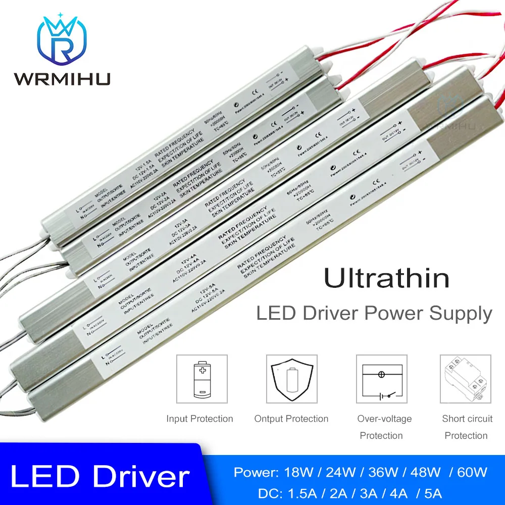 

LED Driver 12V 1.5A 2A 3A 4A 5A Ultrathin Switching Power Supply Lighting Transformer 18W 24W 36W 48W 60W LED Strip Light Box