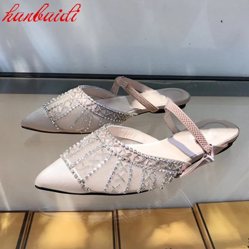 

Новые роскошные женские уличные сандалии с острым носком, обувь на плоской подошве, дизайнерские тапочки, модные повседневные тапочки без з...