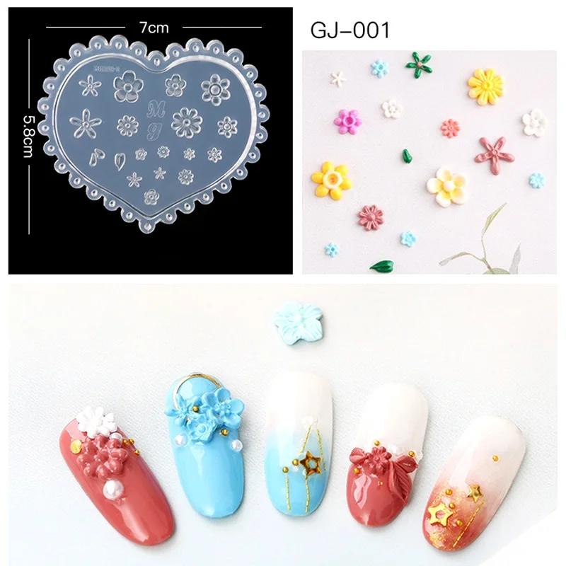 GJ001 Силиконовые шаблоны DIY 3D украшения для ногтей горный хрусталь 3D дизайн ногтей силиконовая форма листья цветок ромашка шаблон для ногтей форма - Цвет: GJ001