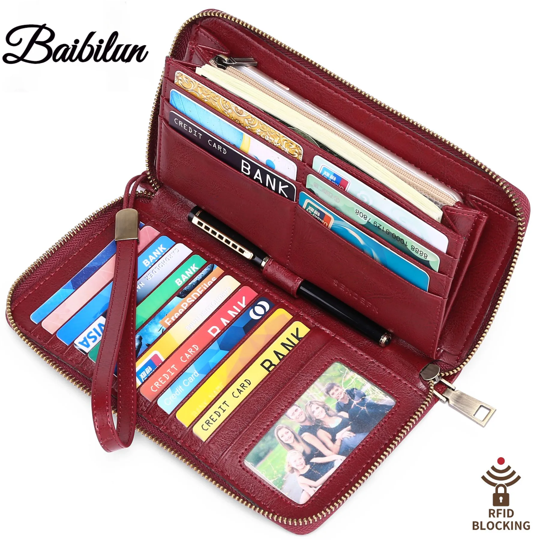 RFID защита от кражи из матовой кожи женские разноцветный Чехол портмоне с