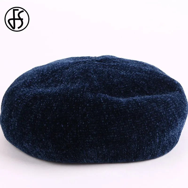 Black Berets FS, зимние однотонные шерстяные береты, шапки для женщин, французская шапка для девочек, осенне-зимние береты, шапка бини, плоская шапка, фетровая, Berret Femme - Цвет: Black Berets