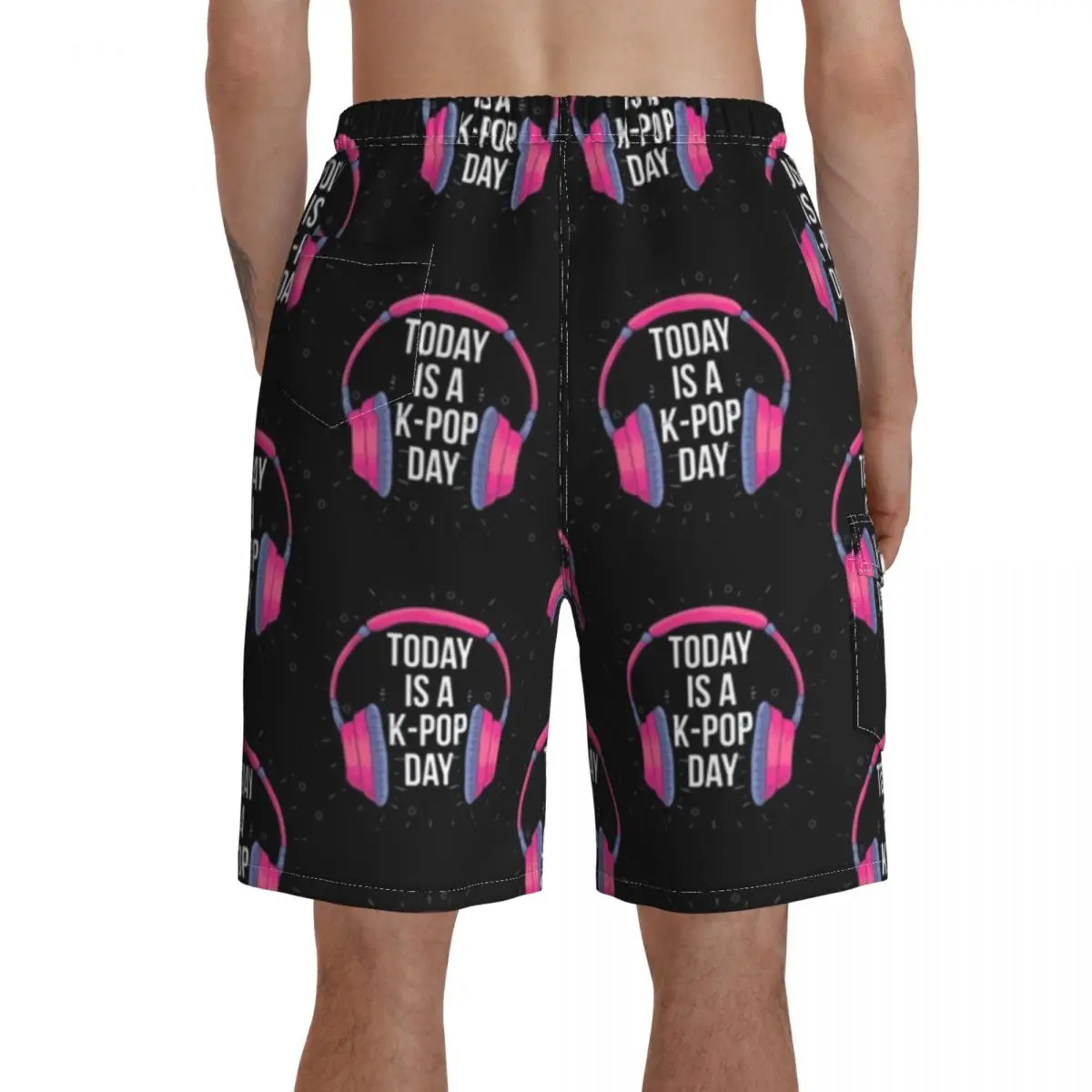 

K Pop Board Shorts Swimming Trunks Polyester Men Bathing Pattern Swim Trunks