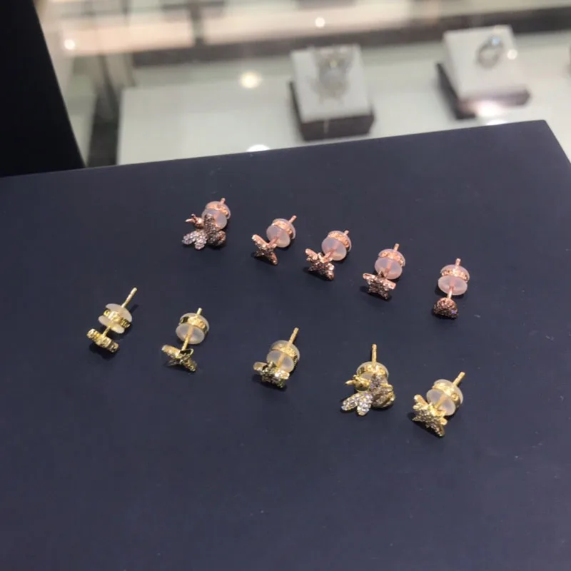 UMGODLY Luxury Brand 5pcs/set Gold Color Cross Star Bee Stud Earrings Pave 3A Zircon CZ Women Fashion Jewelry | Украшения и
